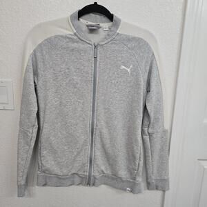 Puma Women’s Size M Gray/White Full Zip Sweater Jacket.